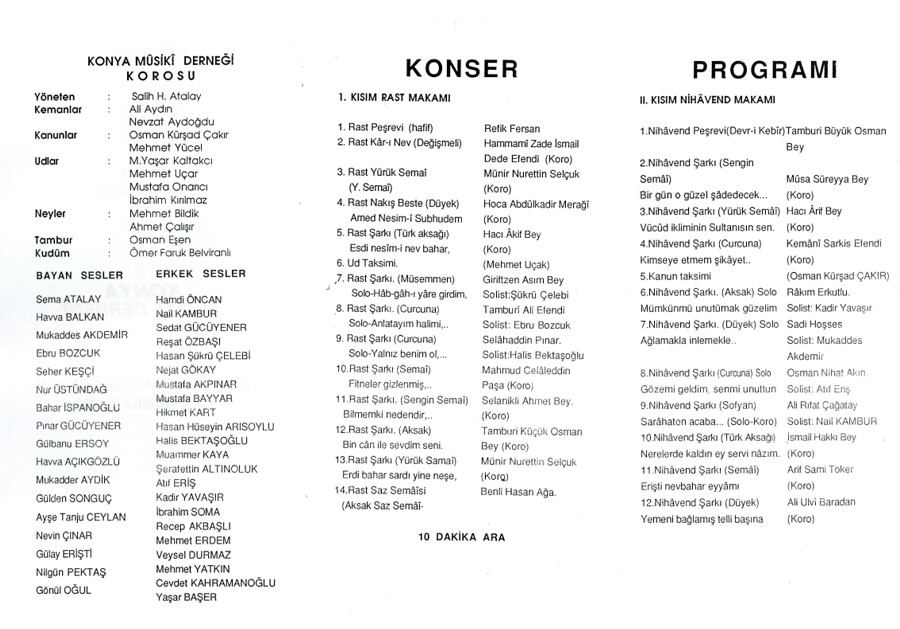 Rast ve Nihâvend Makâmı’nda Koro ve Solo Eserler